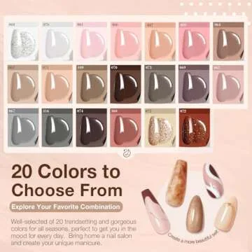 AZUREBEAUTY Dip Powder Nail Kit Classic Brown Nude Collection Glitter Fall 20 Colors Neutral Chocolate Skin Tone Dip Nail Liquid Set with Base/Top Coat Activator French Nail Art Manicure Salon Home