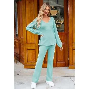 Viottiset Women's Two Piece Sweater Set Cozy Loungewear