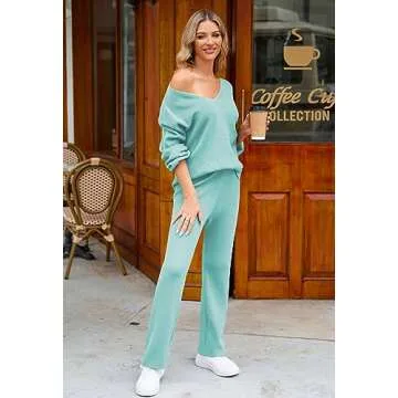 Viottiset Women's Two Piece Sweater Set Cozy Loungewear