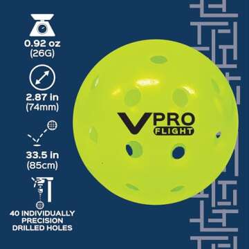Vulcan | VPRO Flight Outdoor Pickleball | Official Ball of The PPA Tour & MLP | Hi-Vis Yellow | 6 Pack