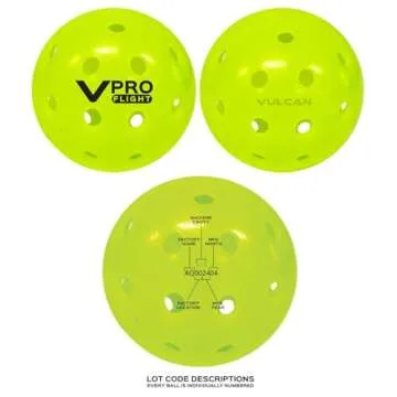 Vulcan | VPRO Flight Outdoor Pickleball | Official Ball of The PPA Tour & MLP | Hi-Vis Yellow | 6 Pack