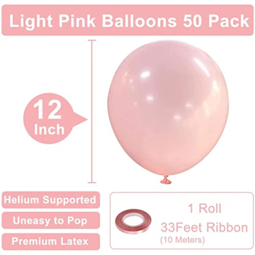 Light Pink Balloons: 50Pcs of Durable Pastel Decor