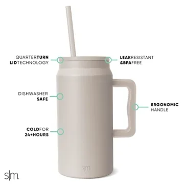 Simple Modern 50 oz Mug Tumbler with Handle and Straw Lid | Reusable Insulated Stainless Steel Large Travel Jug Water Bottle | Gifts for Women Men Him Her | Trek Collection | Almond Birch