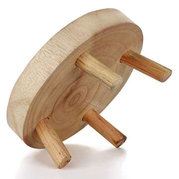 TITA-DONG Wood Potted Plant Stand Set of 3,Solid Wood Mini Stool Plant Display Stand,Vintage Round Rack Modern Decorative Flower Pot Planter Holders for Home Balcony Garden