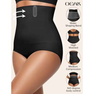 OEAK Womens Tummy Control Shapewear - Seamless High Waisted Body Shaper