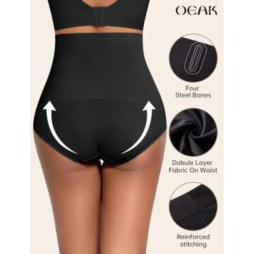 OEAK Women's Seamless High Waisted Tummy Control Shapewear