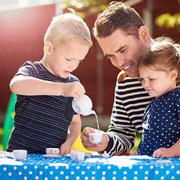16 Piece Rose Flower Miniature Porcelain Ceramic Tea Set | Kids Toy Mini Pretend Play Kitchen Decorated Playset | Small Party Accessories Teapot, Cups, Sugar Bowl and Creamer
