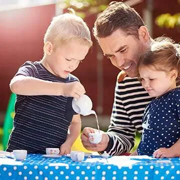 16 Piece Rose Flower Miniature Porcelain Ceramic Tea Set | Kids Toy Mini Pretend Play Kitchen Decorated Playset | Small Party Accessories Teapot, Cups, Sugar Bowl and Creamer