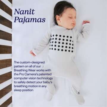 Nanit Breathing Wear Baby Pajamas – 100% Cotton, Double Zipper, Non-Slip Footed PJs - Works with N...