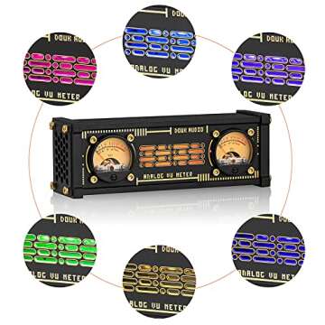 Douk Audio Retro Dual Analog VU Meter RGB Sound Level Indicator DB Panel Display