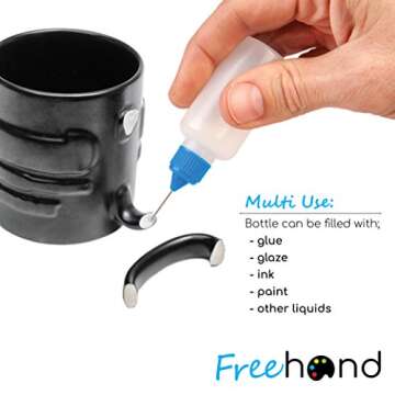 Free Hand Precision Tip Applicator Bottle 1 Oz. 4 Needle Tip Squeeze Bottles and 12 Tips for Acrylic Painting, DIY Quilling and Paper Craft