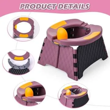 Portable Potty for Toddler Travel, Kids Travel Potty Training Chair with Travel Bag, Baby Potty Training Toilet for Outdoor and Indoor Easy to Clean (Purple) by Yszawmx, Includes 30 Replacement Bags