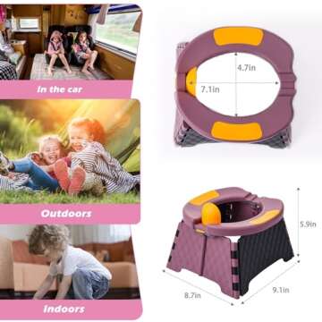 Portable Potty for Toddler Travel, Kids Travel Potty Training Chair with Travel Bag, Baby Potty Training Toilet for Outdoor and Indoor Easy to Clean (Purple) by Yszawmx, Includes 30 Replacement Bags