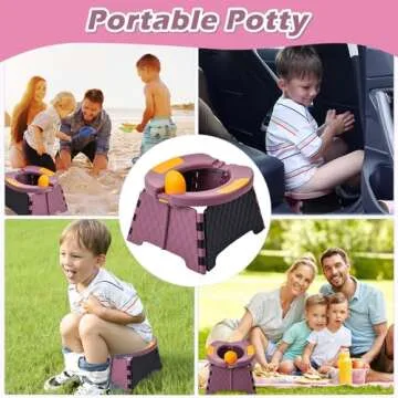 Portable Potty for Toddler Travel, Kids Travel Potty Training Chair with Travel Bag, Baby Potty Training Toilet for Outdoor and Indoor Easy to Clean (Purple) by Yszawmx, Includes 30 Replacement Bags