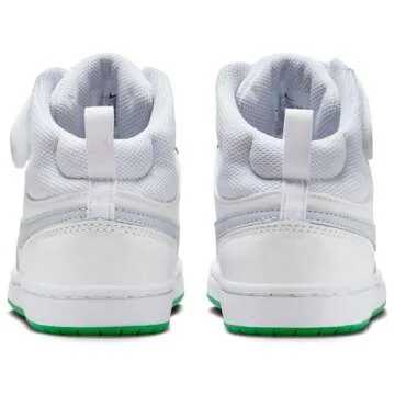 Nike Court Borough Mid 2 High-Top Kids' Shoes for Little Athletes in White and Green Size 13