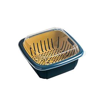 AFXOBO 3 in 1 Multifunctional Storage Basket Kitchen Colander Strainer Bowl Drain Basket with Lid Kitchen Drain Basket