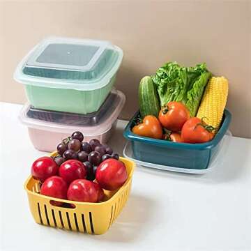 AFXOBO 3 in 1 Multifunctional Storage Basket Kitchen Colander Strainer Bowl Drain Basket with Lid Kitchen Drain Basket