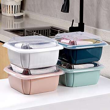 AFXOBO 3 in 1 Multifunctional Storage Basket Kitchen Colander Strainer Bowl Drain Basket with Lid Kitchen Drain Basket