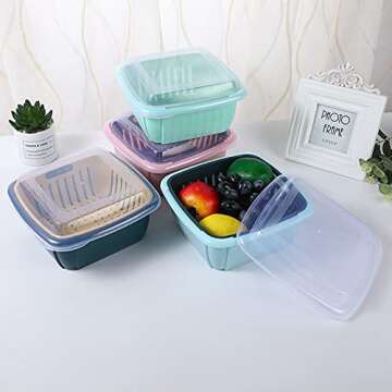 AFXOBO 3 in 1 Multifunctional Storage Basket Kitchen Colander Strainer Bowl Drain Basket with Lid Kitchen Drain Basket