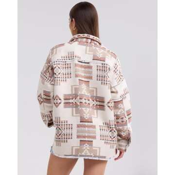 Gacaky Women's Aztec Print Pattern Western Ethnic Casual Long Sleeve Pullover Sweatshirt Khaki M