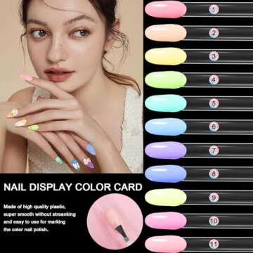 Allstarry 200 Pcs Clear Nail Swatch Sticks with Ring and Numbered Tips Roundhead Shaped Nail Art Polish Display Tips, False Nail Sample Sticks, Sacks of Transparent Nail Practice-Tips for Manicure