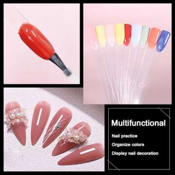 Allstarry 200 Pcs Clear Nail Swatch Sticks with Ring and Numbered Tips Roundhead Shaped Nail Art Polish Display Tips, False Nail Sample Sticks, Sacks of Transparent Nail Practice-Tips for Manicure