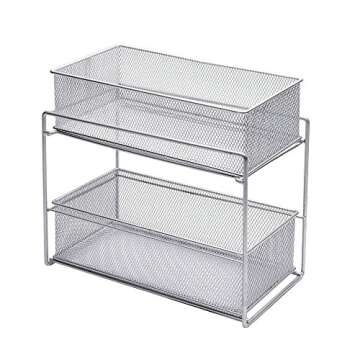 Design Ideas Cabinet Baskets Mesh Silver - 2 Tier Organizer