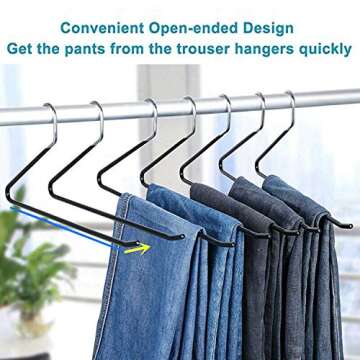 Corodo Open Ended Pants Hangers, Stainless Steel Pants Jean Hangers, Multifunctional Non-Slip Hangers for Heavy Pants, Jeans, Trousers, Scarf, 10 Packs