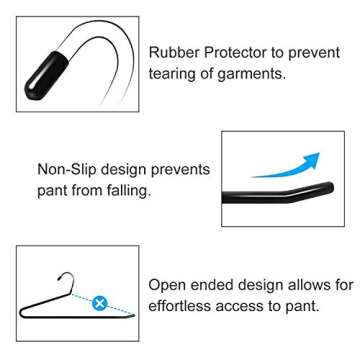 Corodo Open Ended Pants Hangers, Stainless Steel Pants Jean Hangers, Multifunctional Non-Slip Hangers for Heavy Pants, Jeans, Trousers, Scarf, 10 Packs