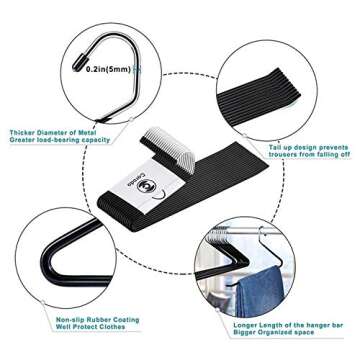 Corodo Open Ended Pants Hangers, Stainless Steel Pants Jean Hangers, Multifunctional Non-Slip Hangers for Heavy Pants, Jeans, Trousers, Scarf, 10 Packs