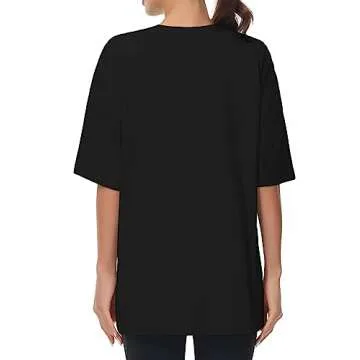 THE GYM PEOPLE Women's Casual Oversized T-Shirts Summer Crewneck Short Sleeve Workout Basic Tee Tops Black