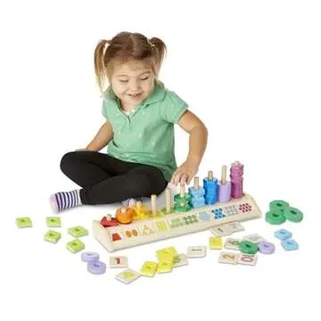Melissa & Doug Wooden Shape Stacker Educational Toy for Kids