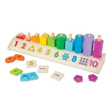 Melissa & Doug Wooden Shape Stacker Educational Toy for Kids