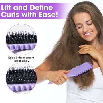 Curl Defining Brush Combo Set – Hair Styling Tools with Scalp Massager, 8 Combs & 4 Clips