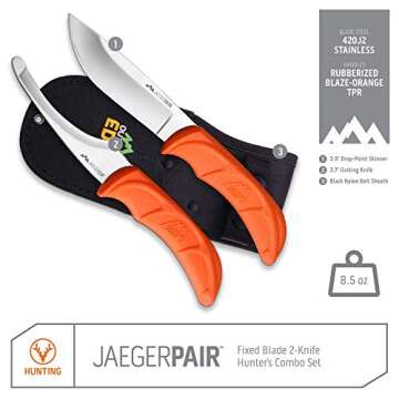 OUTDOOR EDGE JaegerPair, 3-Piece Hunting Knife Combo Set for Processing Big Game with Fixed Blade Dr...