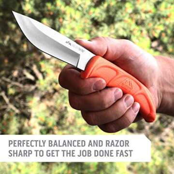 OUTDOOR EDGE JaegerPair, 3-Piece Hunting Knife Combo Set for Processing Big Game with Fixed Blade Drop-Point Skinner, Gutting Knife and Nylon Belt Sheath