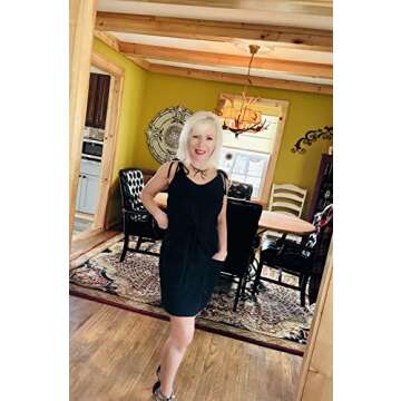 Women Summer Casual Striped Dress Sleeveless Halter Strap Flowy Boho Dress with Pockets Solid Black