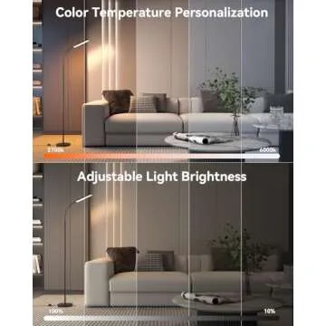 tigial LED Floor Lamp with Remote Control Foot Switch for Living Room, Stepless Adjustable Colour Temperature Brightness Standing Lamp with Timer, Eye Caring Tall Lamp Reading for Bedroom,Office