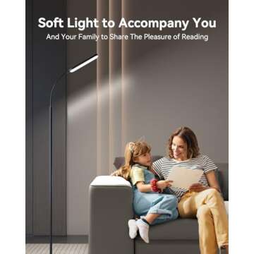 tigial LED Floor Lamp with Remote Control Foot Switch for Living Room, Stepless Adjustable Colour Temperature Brightness Standing Lamp with Timer, Eye Caring Tall Lamp Reading for Bedroom,Office