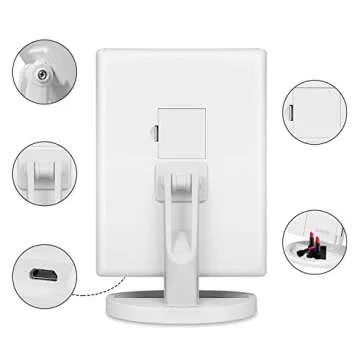 deweisn Floor Mount Tri-Fold Lighted Vanity Mirror with 21 LED Lights, Touch Screen and 3X/2X/1X Magnification, Two Power Supply Modes Make Up Mirror,Travel Mirror