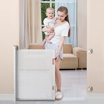BabyBond Retractable Baby Gates, Punch-Free Install Baby Gate Extra Wide 55” X 33” Tall for Kids...