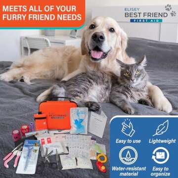 Elisey Pet First Aid Kit for Dogs, Cats, and Rabbits - Dog First Aid Kit & Cat Emergency Kit - Essential Cat & Dog Travel Essentials - Easily Packable.