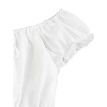 Floerns Women's Off The Shoulder Tie Neck Blouse Shirred Crop Top White M