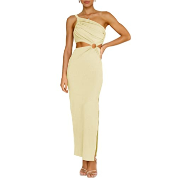 ANRABESS Women Summer One Shoulder Sleeveless Maxi Dress Cutout Sexy Bodycon Semi Formal Dinner Date...