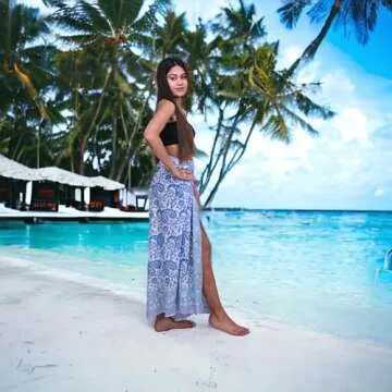 Elegant Swimsuit Coverup for Women | Stylish Beach Cover Ups for Women, 100% Cotton Hand Block Print White Sarong Wraps, Kimonos for Women & Resort Wear Pareo For Women (White 1)