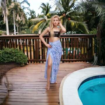 Elegant Swimsuit Coverup for Women | Stylish Beach Cover Ups for Women, 100% Cotton Hand Block Print White Sarong Wraps, Kimonos for Women & Resort Wear Pareo For Women (White 1)