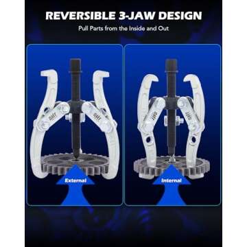 Orion Motor Tech Gear Puller Set, 3" 4" 6" 3 Jaw Puller Kit for Pulley Gear Bearing Flywheel Removal, Heavy Duty Pulley Puller with Reversible Jaws 3 pcs Bearing Puller Tool Kit