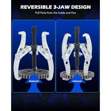 Orion Motor Tech Gear Puller Set, 3" 4" 6" 3 Jaw Puller Kit for Pulley Gear Bearing Flywheel Removal, Heavy Duty Pulley Puller with Reversible Jaws 3 pcs Bearing Puller Tool Kit