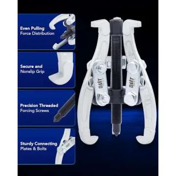 Orion Motor Tech Gear Puller Set, 3" 4" 6" 3 Jaw Puller Kit for Pulley Gear Bearing Flywheel Removal, Heavy Duty Pulley Puller with Reversible Jaws 3 pcs Bearing Puller Tool Kit