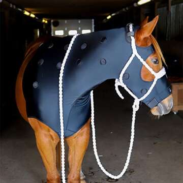 BENEFAB Therapeutic Lycra Horse Hood | Far-Infrared and Magnetic Therapy | Keeping Neck & Shoulders Warm & Relaxed | Reduce Pain & Stiffness | Better Performance & Recovery (Large)